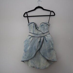 Guess Denim Mini Dress Exposed Zipper Size 3